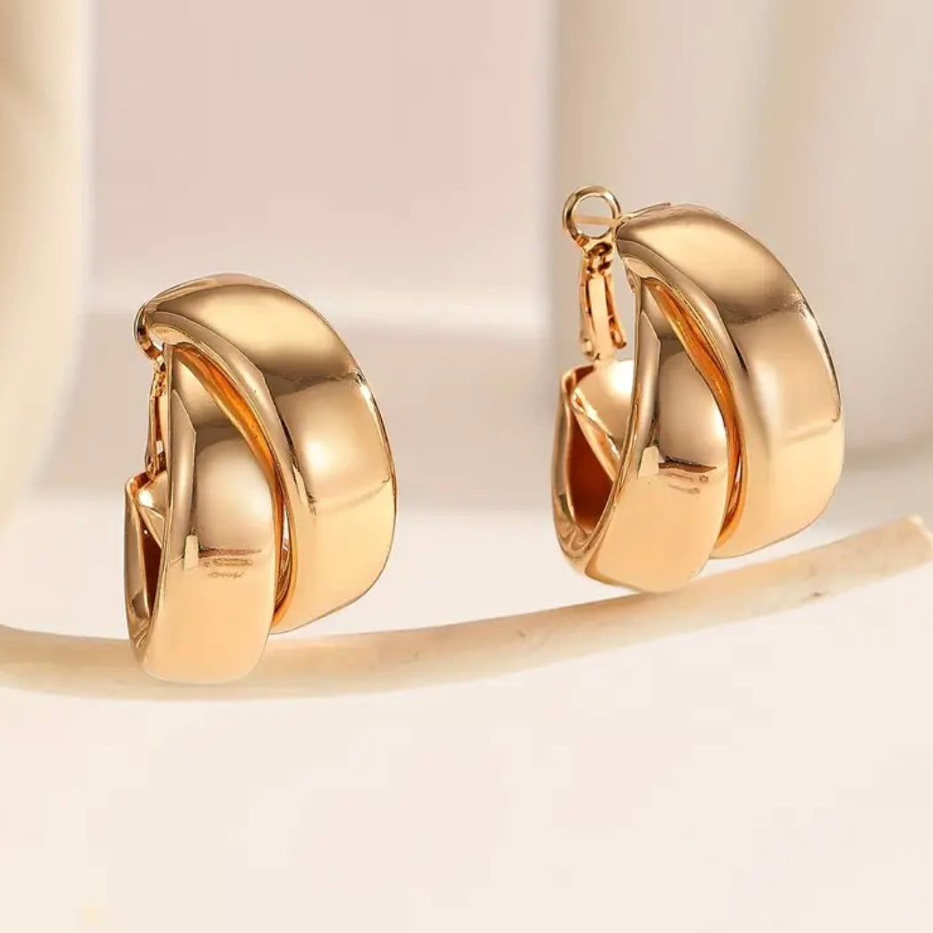 Golden dual earrings