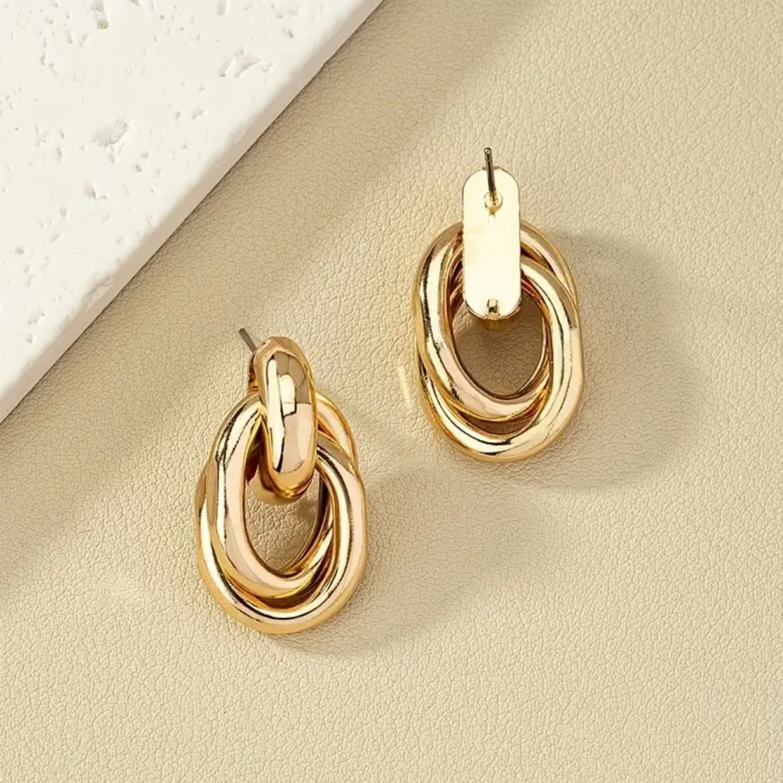 Golden triple earrings