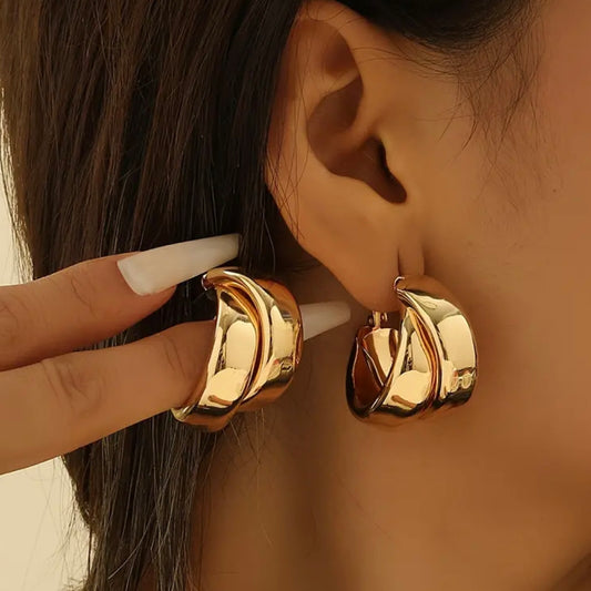 Golden dual earrings