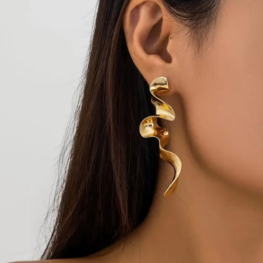 Golden string earrings